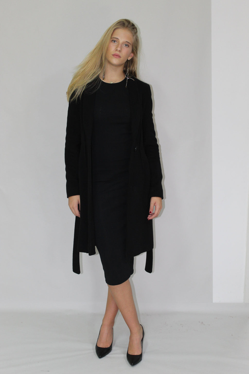 Single-Button Belted Wool Coat