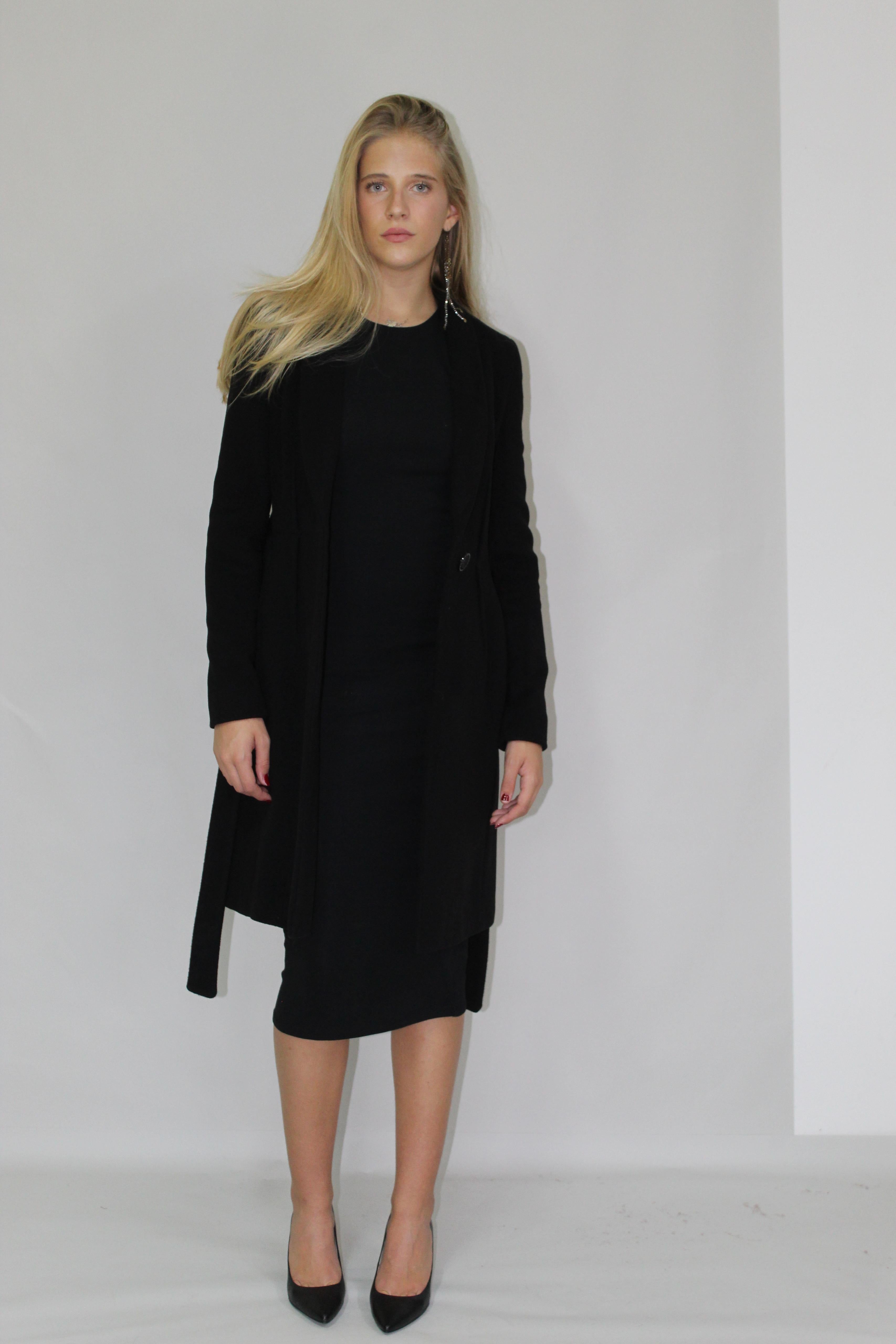 Single-Button Belted Wool Coat