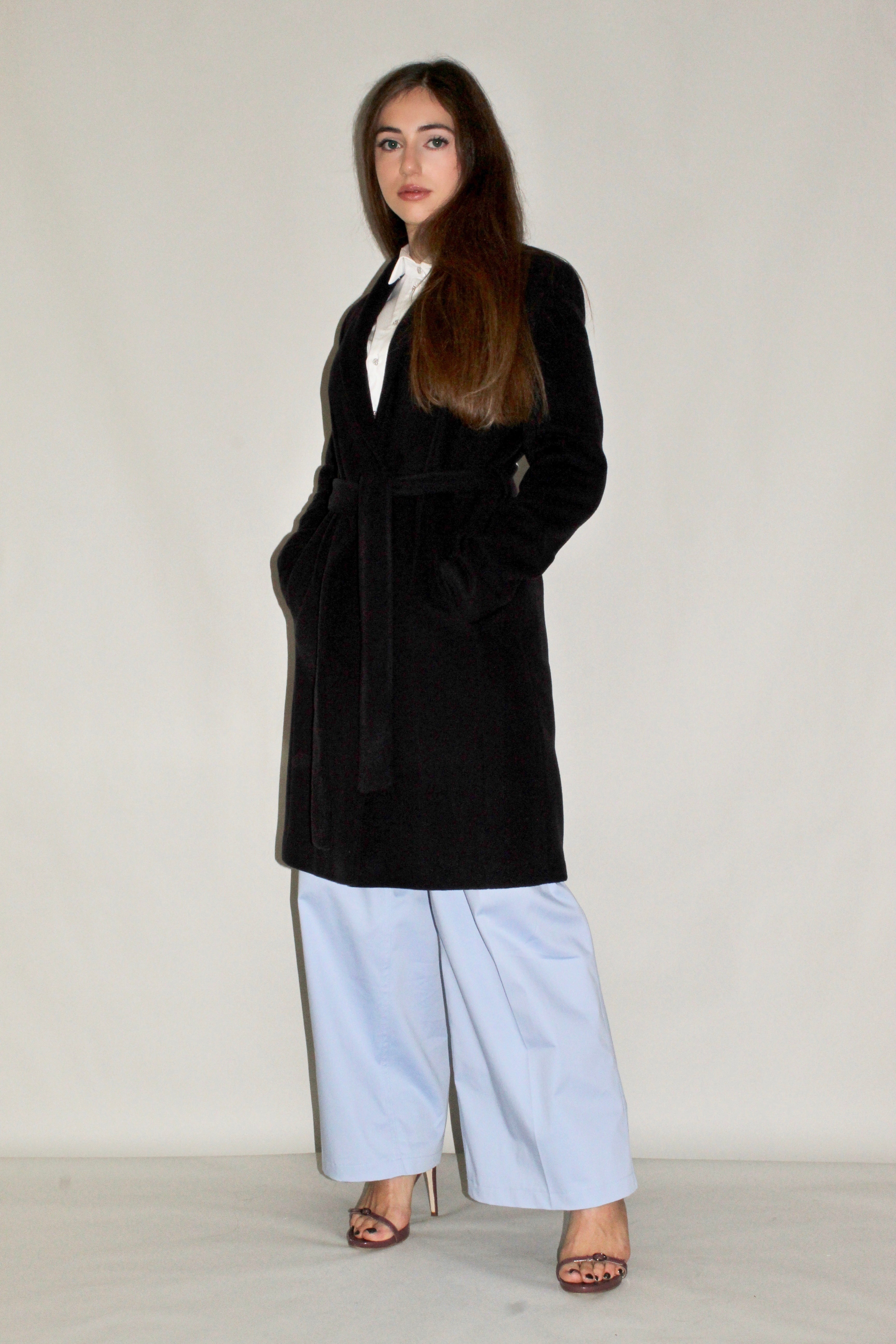 Single-Button Belted Wool Coat