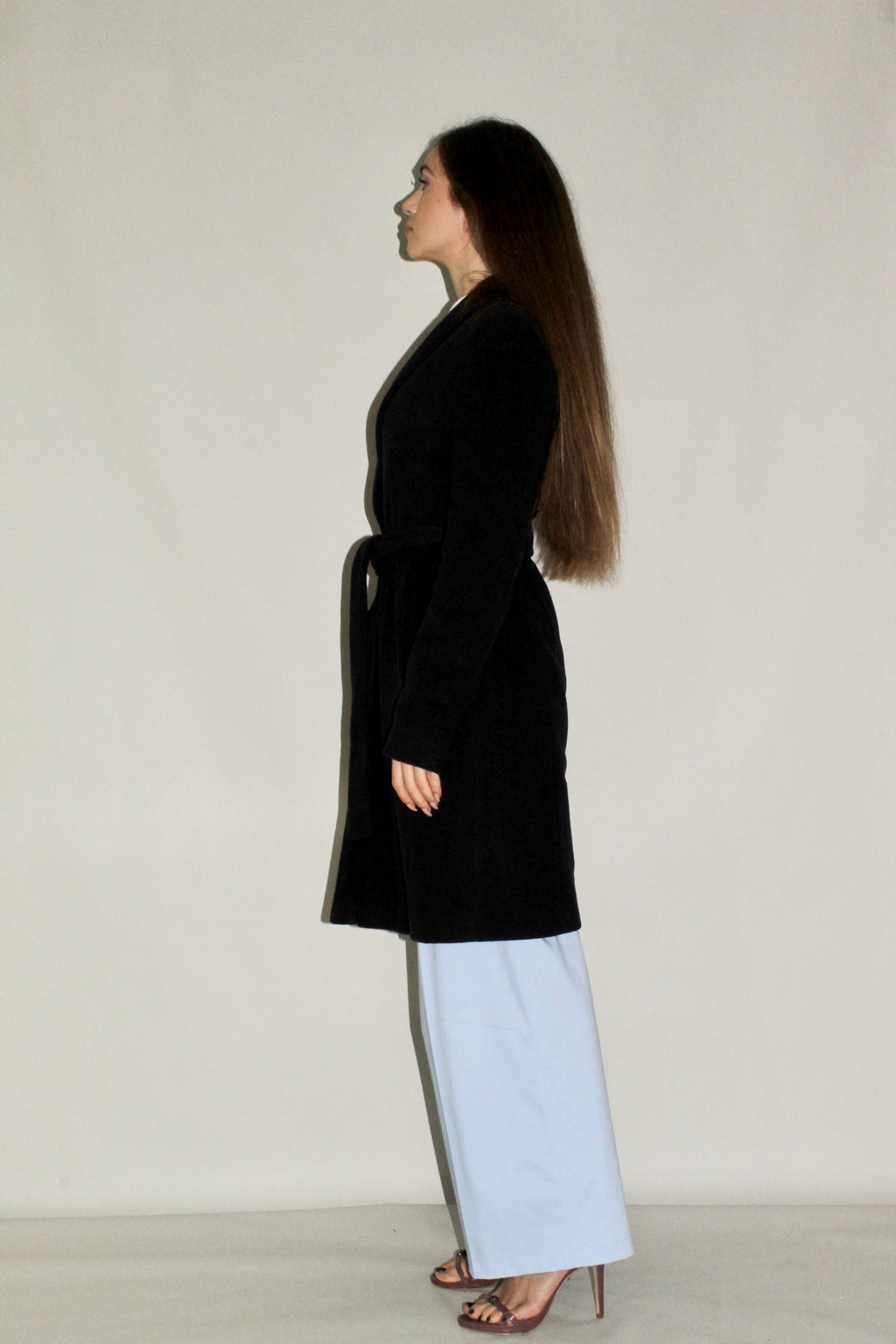 Single-Button Belted Wool Coat