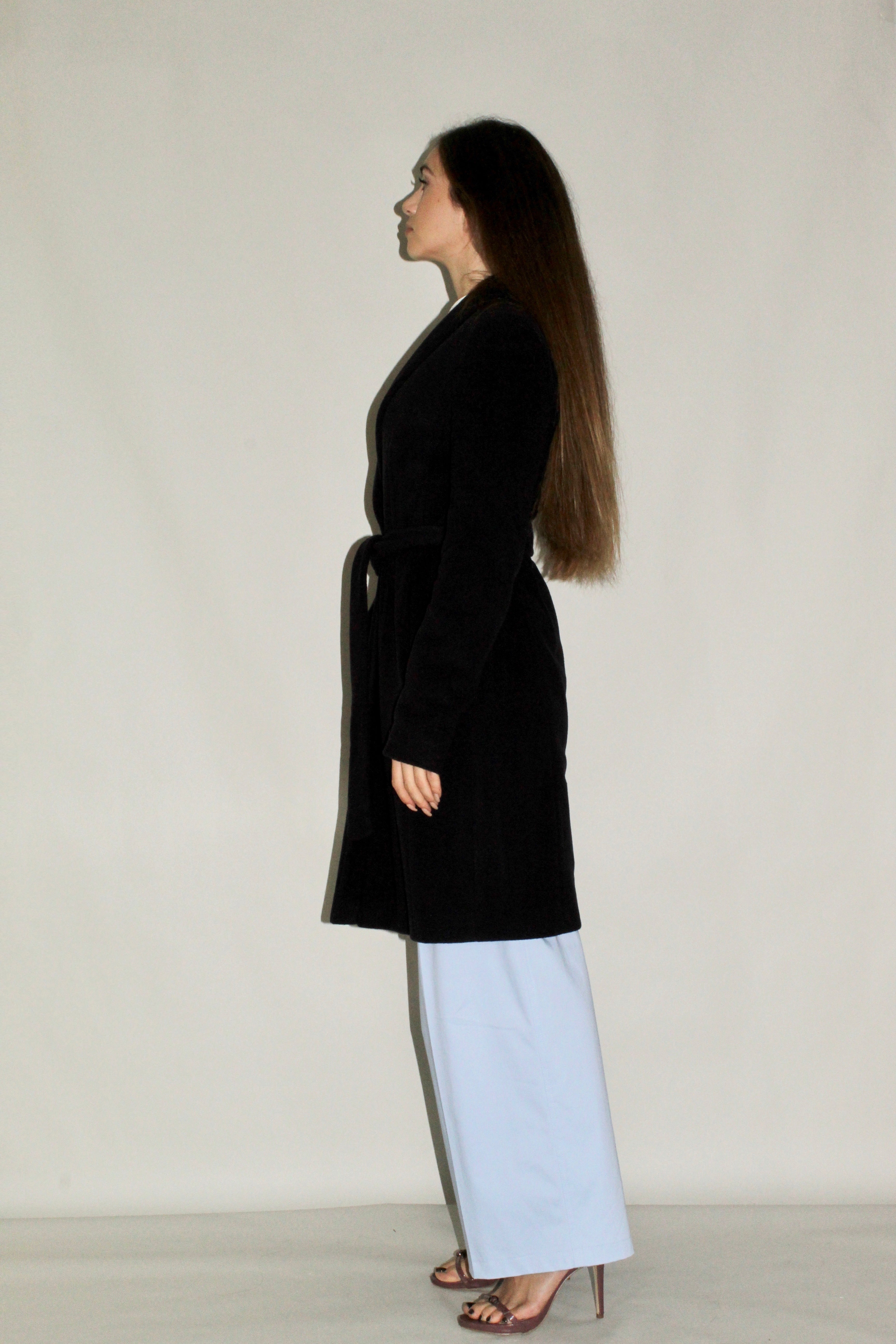 Single-Button Belted Wool Coat