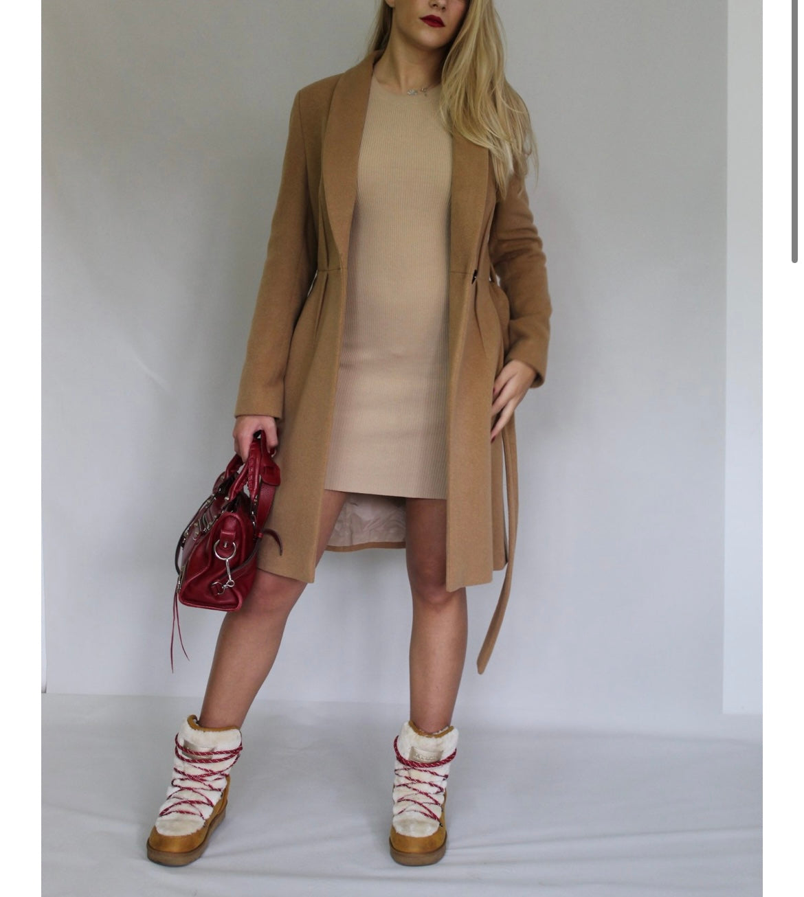 Single-Button Belted Wool Coat