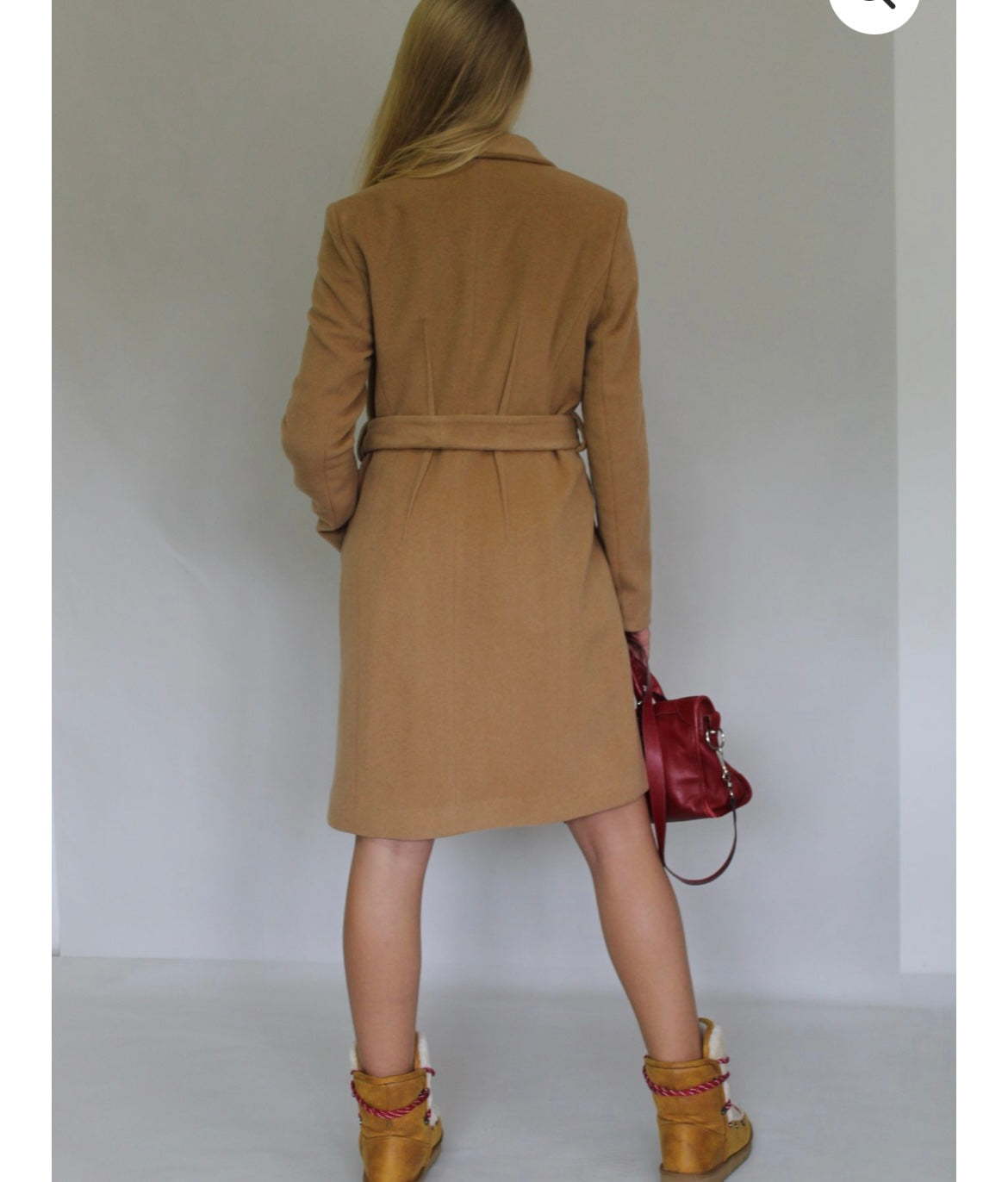 Single-Button Belted Wool Coat