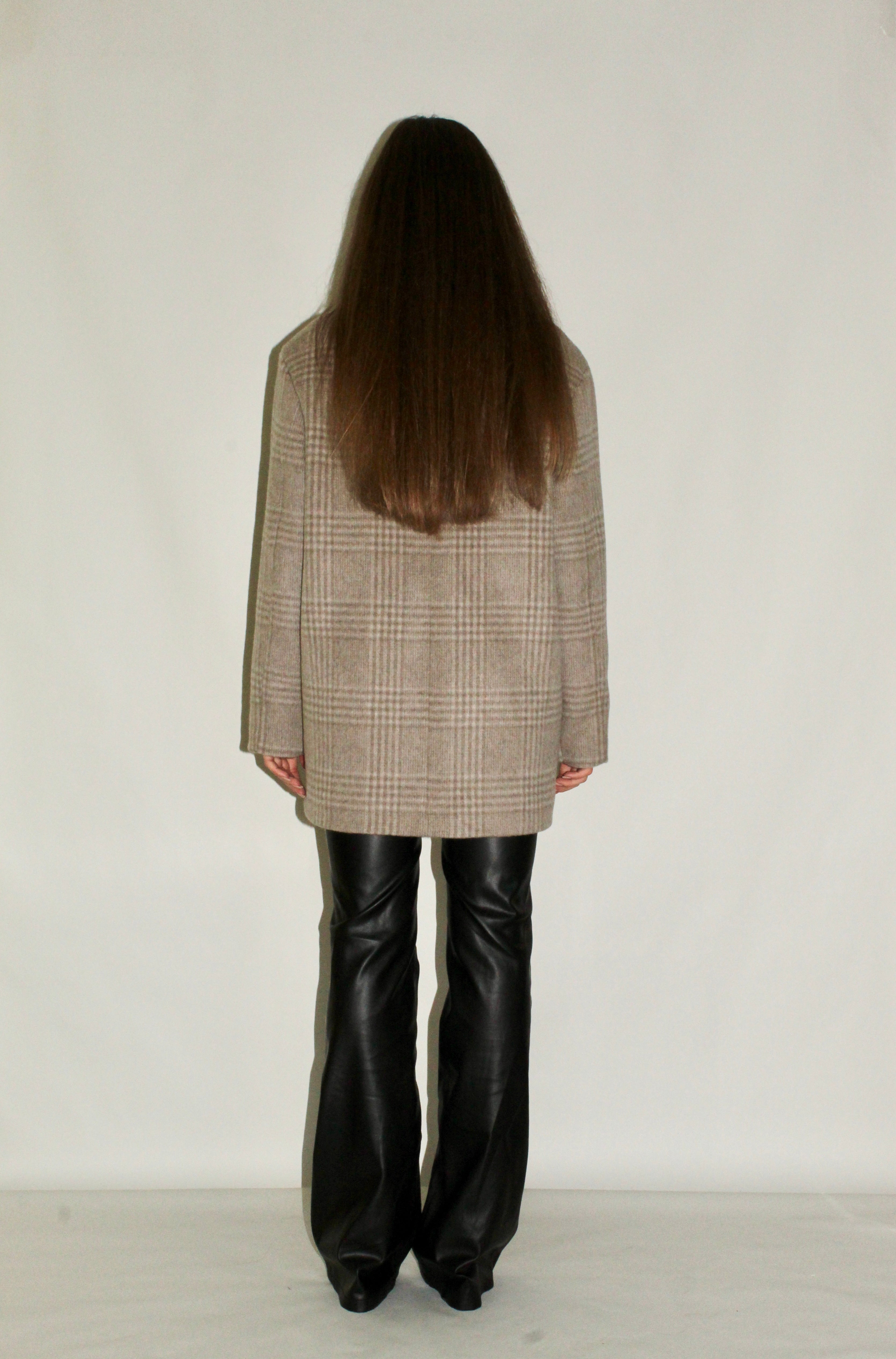 Short Checked Wool Coat
