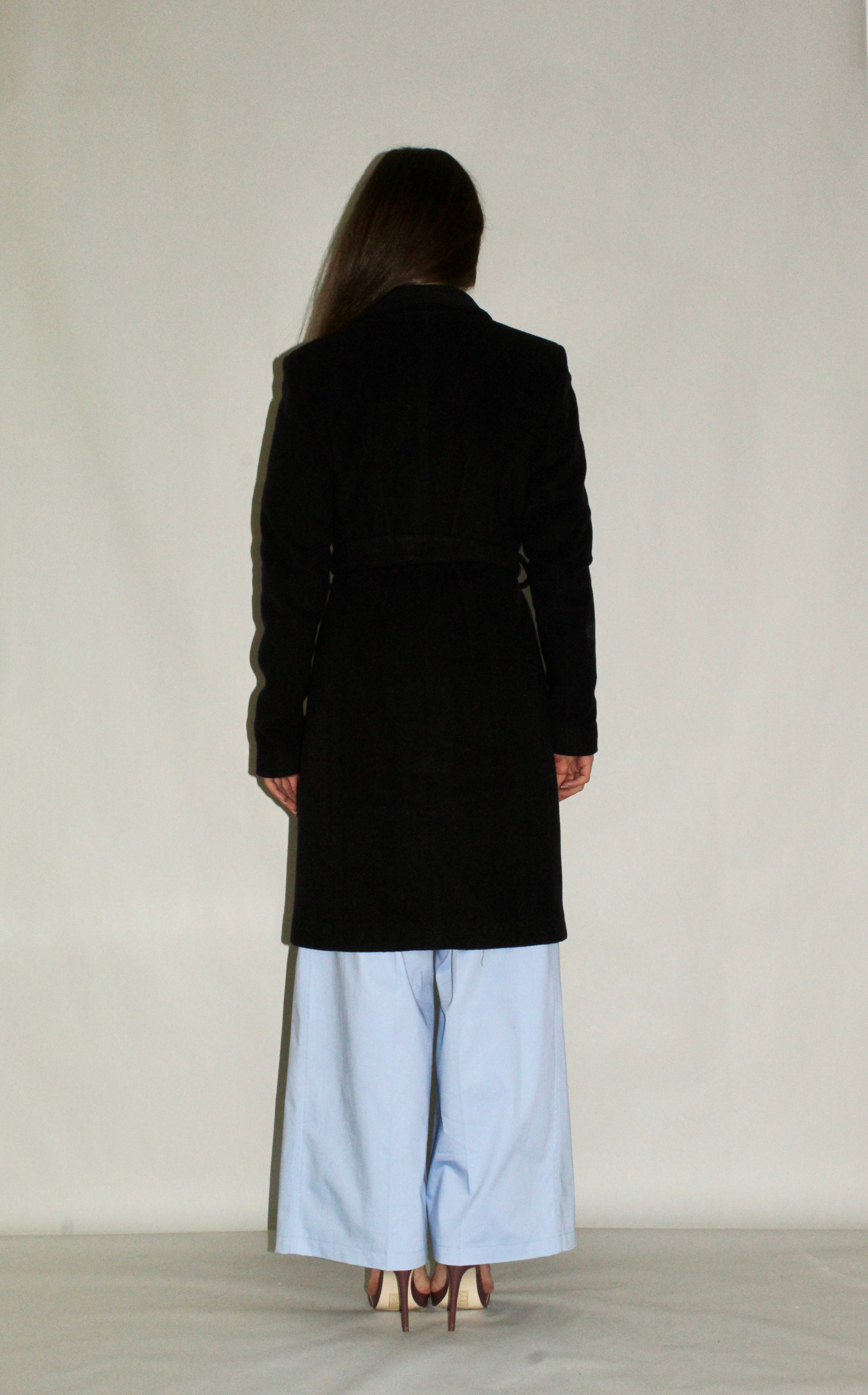 Single-Button Belted Wool Coat