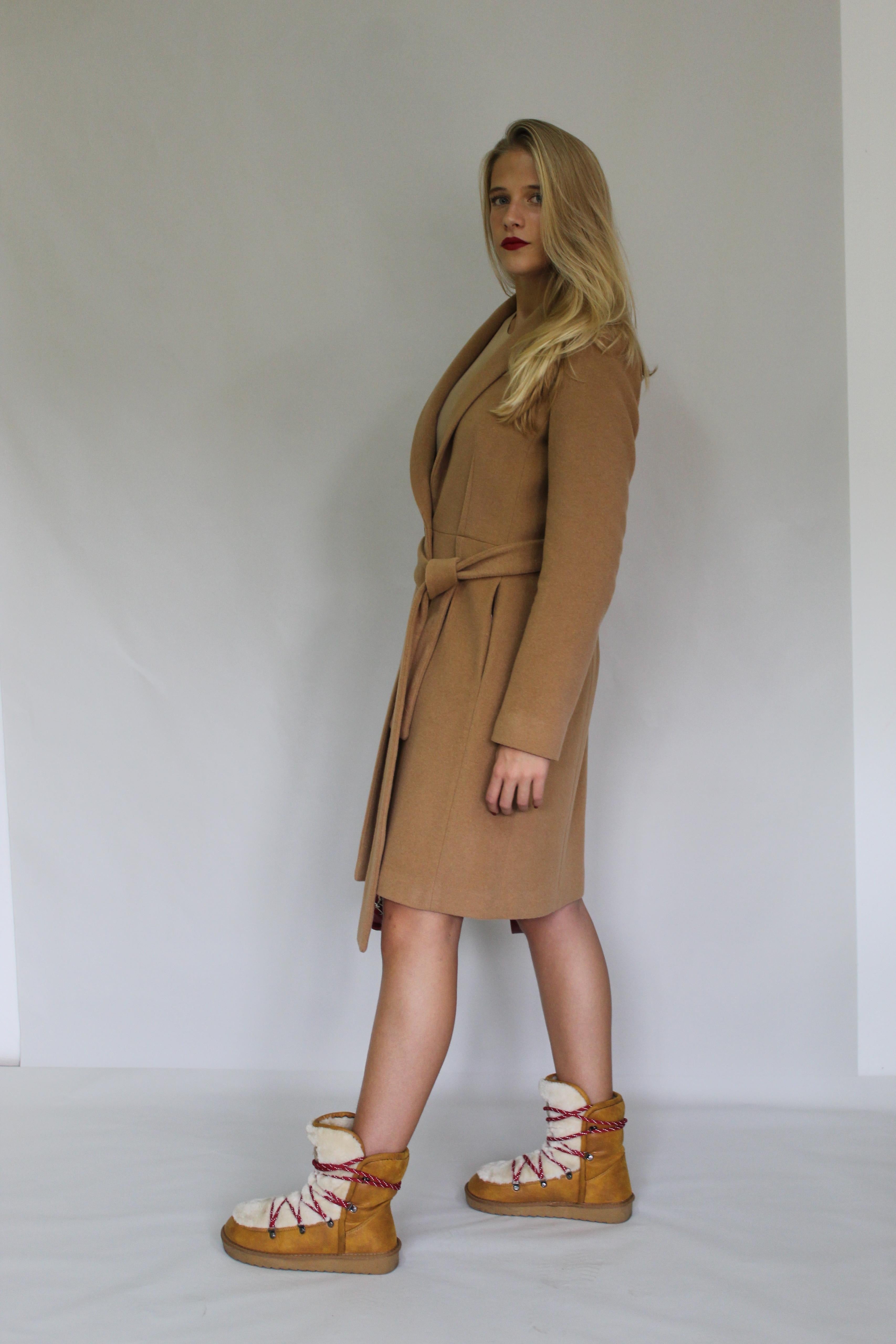 Single-Button Belted Wool Coat
